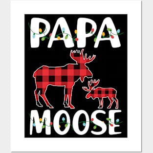 Red Plaid Papa Moose Matching Family Pajama Christmas Gift Posters and Art